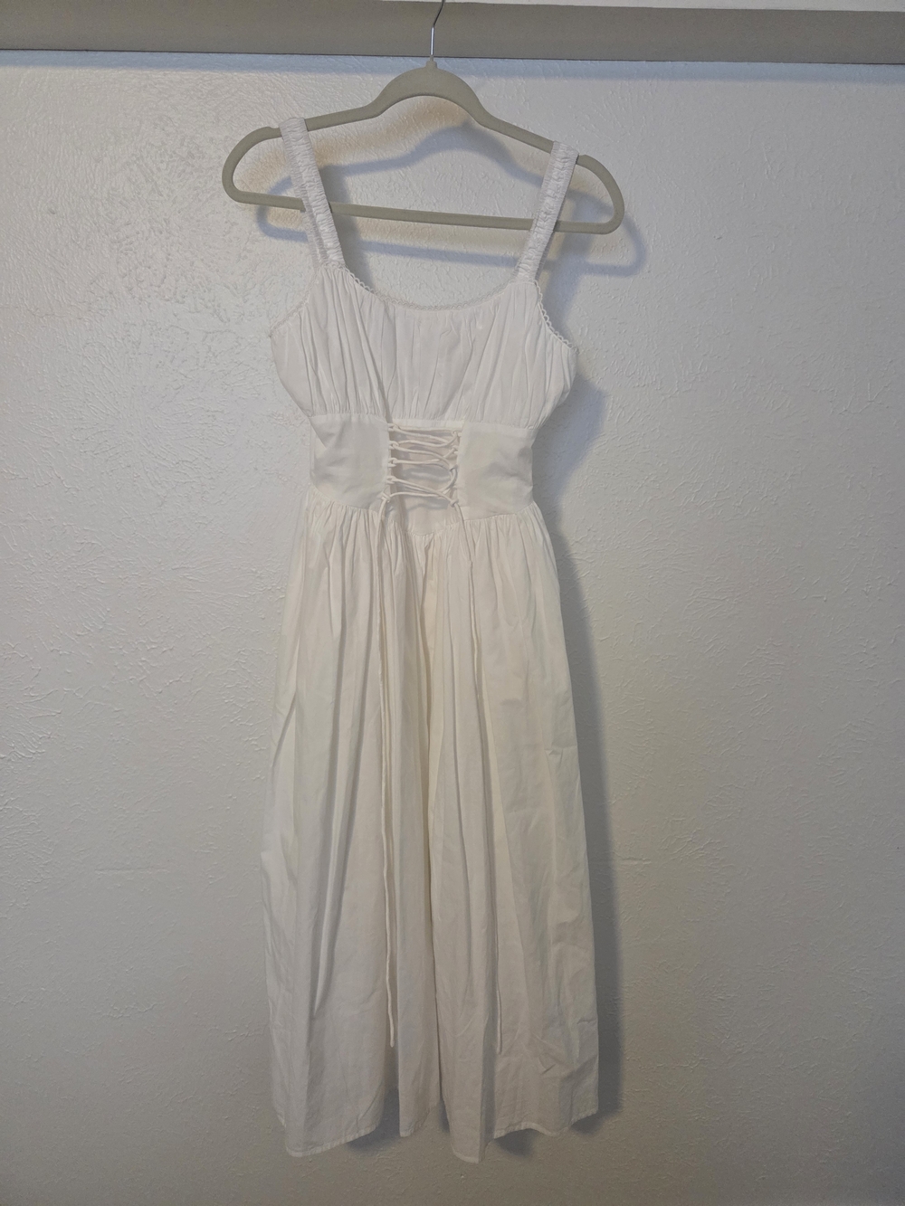 Women's White Corseted Midi Summer Dress
